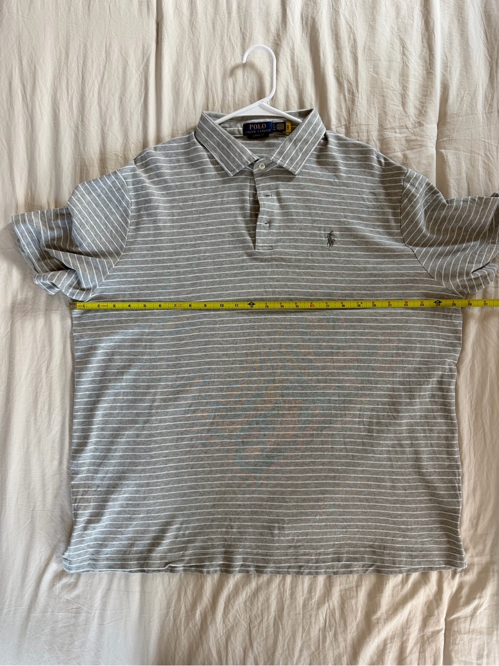 Ralph Lauren Men’s Gray & White Striped Polo Shirt
